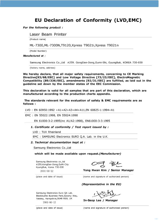 Samsung ML-7300N User Manual