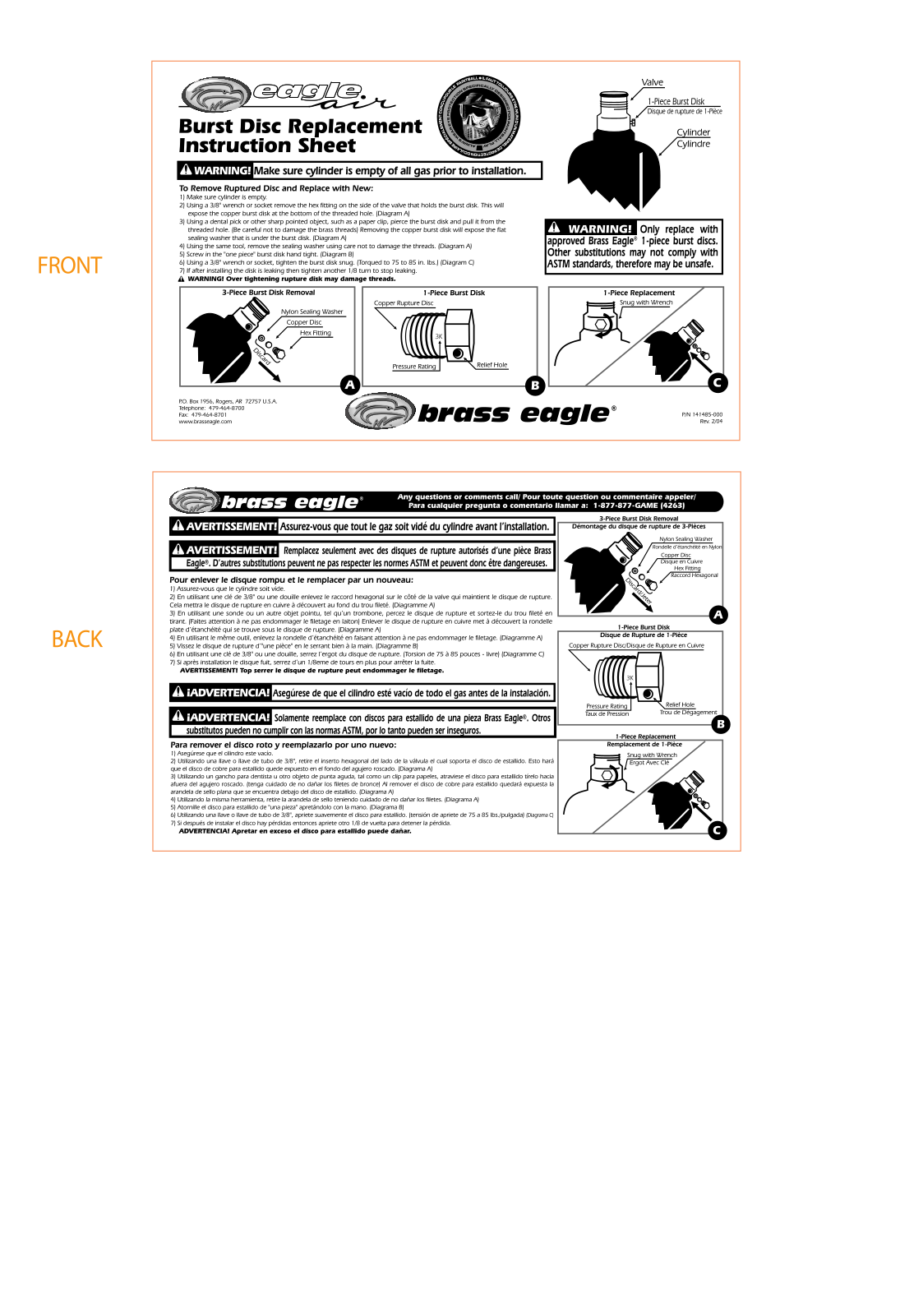 Brass Eagle Burst Disk Install User manual - ManualMachine.com