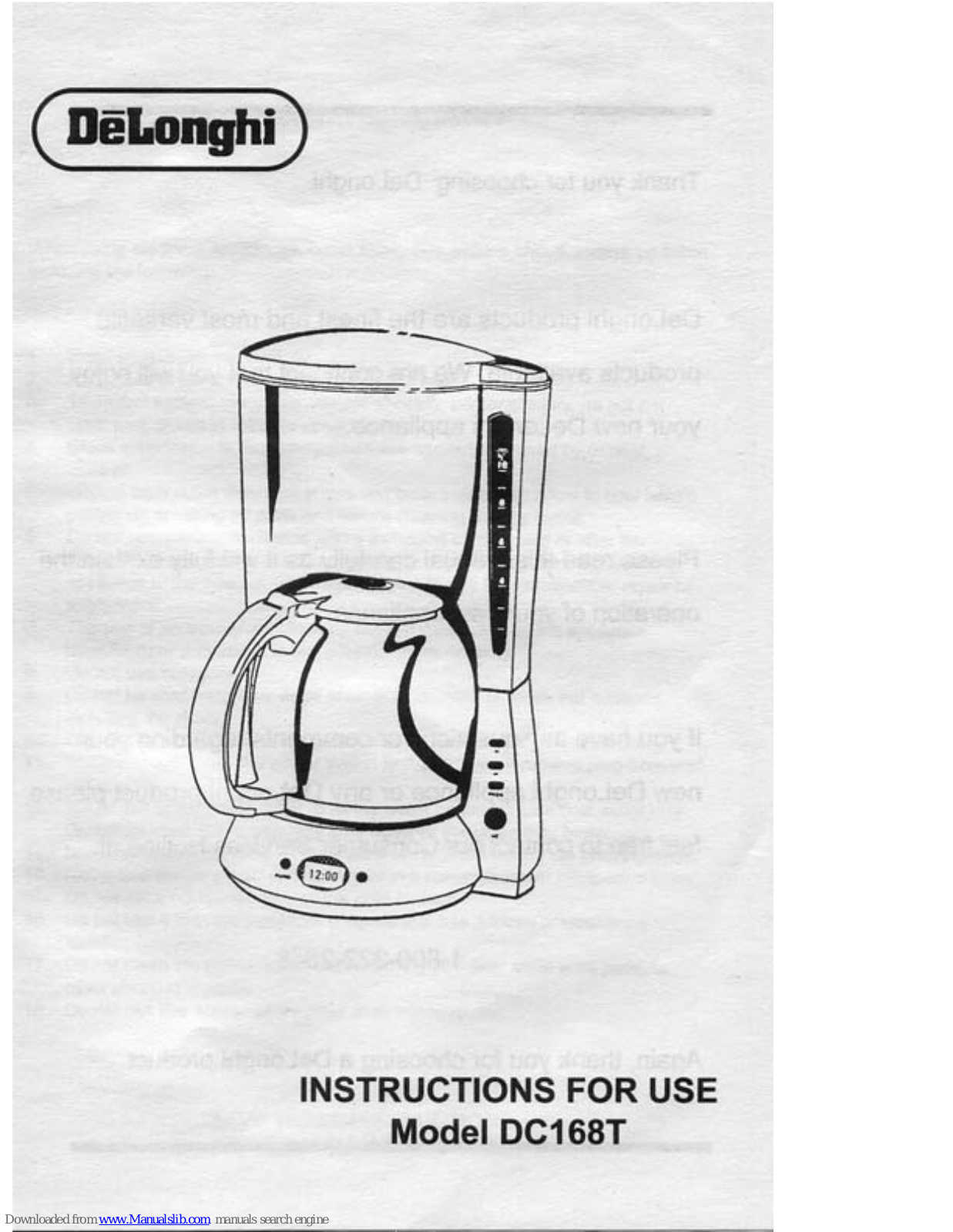 DèLonghi DC168T, BAR42, D650UX Instructions For Use Manual