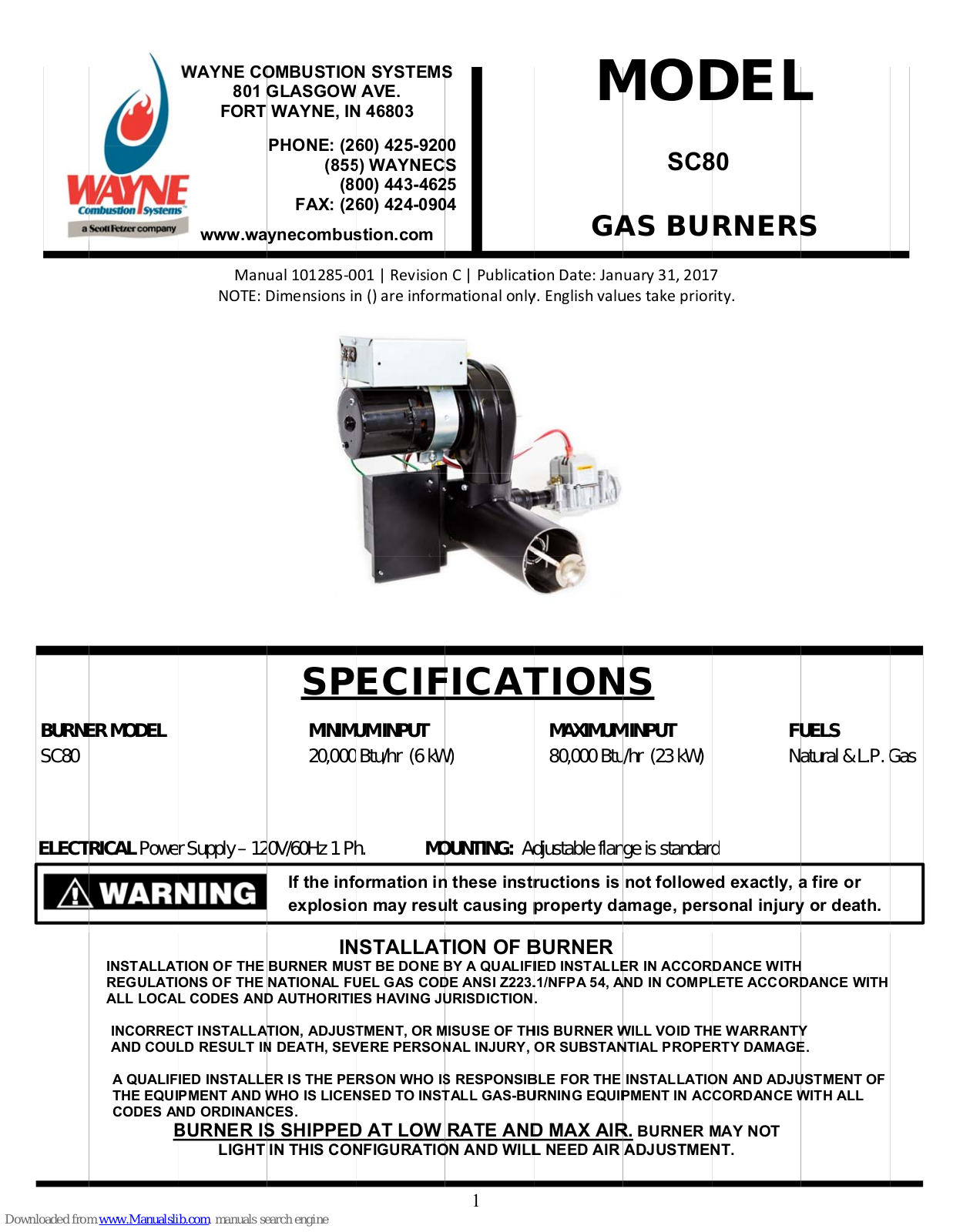 Wayne SC80 User Manual