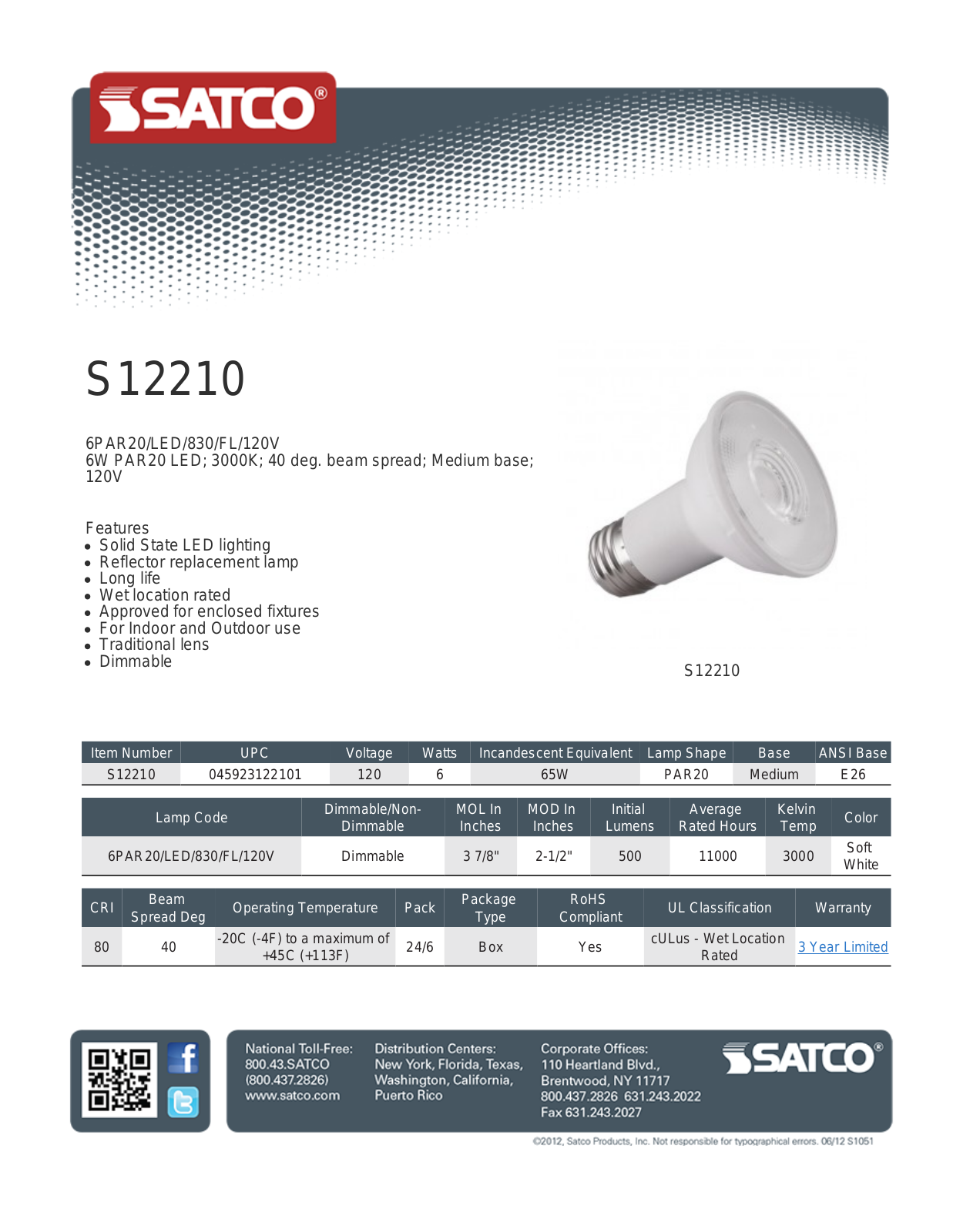 Satco KLR10221 Specifications - ManualMachine.com