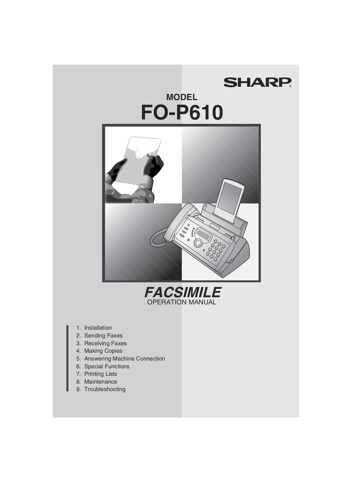 SHARP FO-P610 User Manual