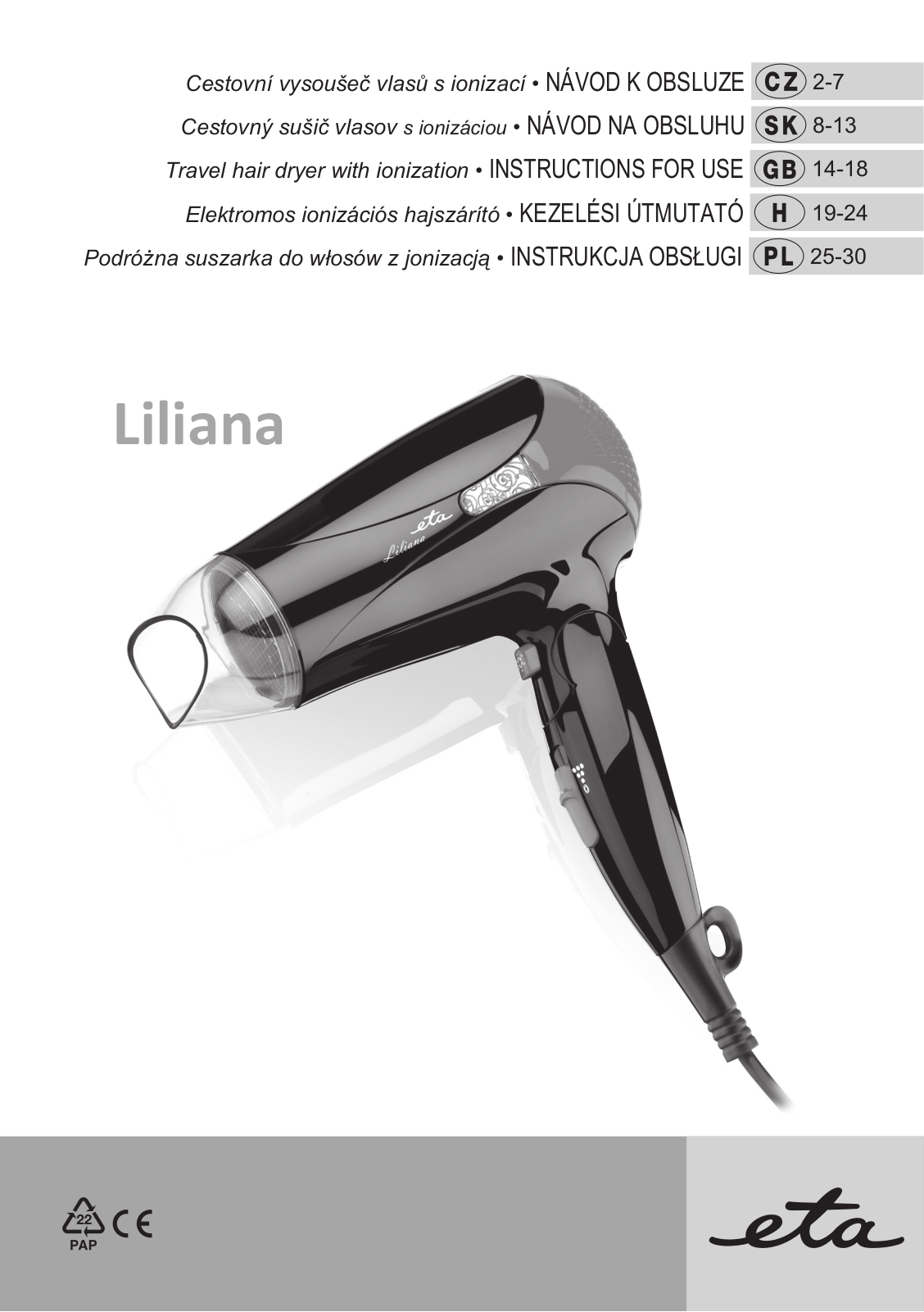 ETA Liliana User Manual