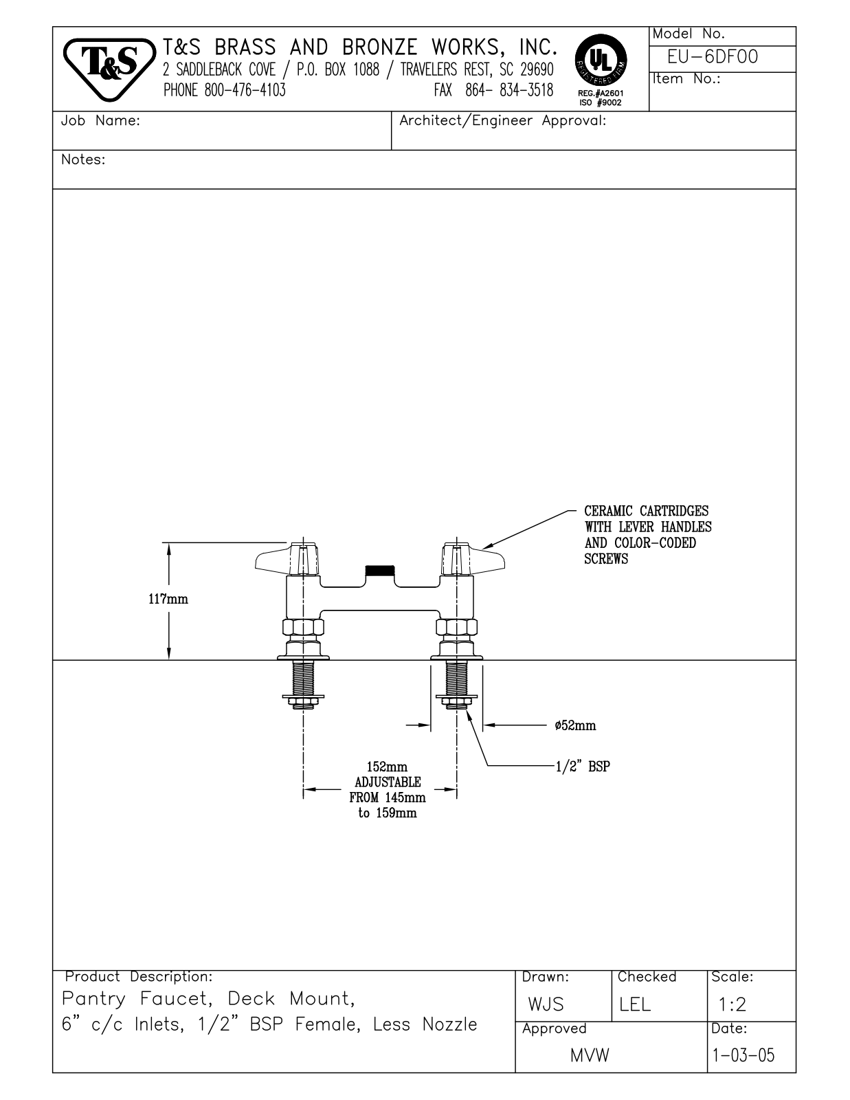 T&S Brass EU-6DF00 User Manual