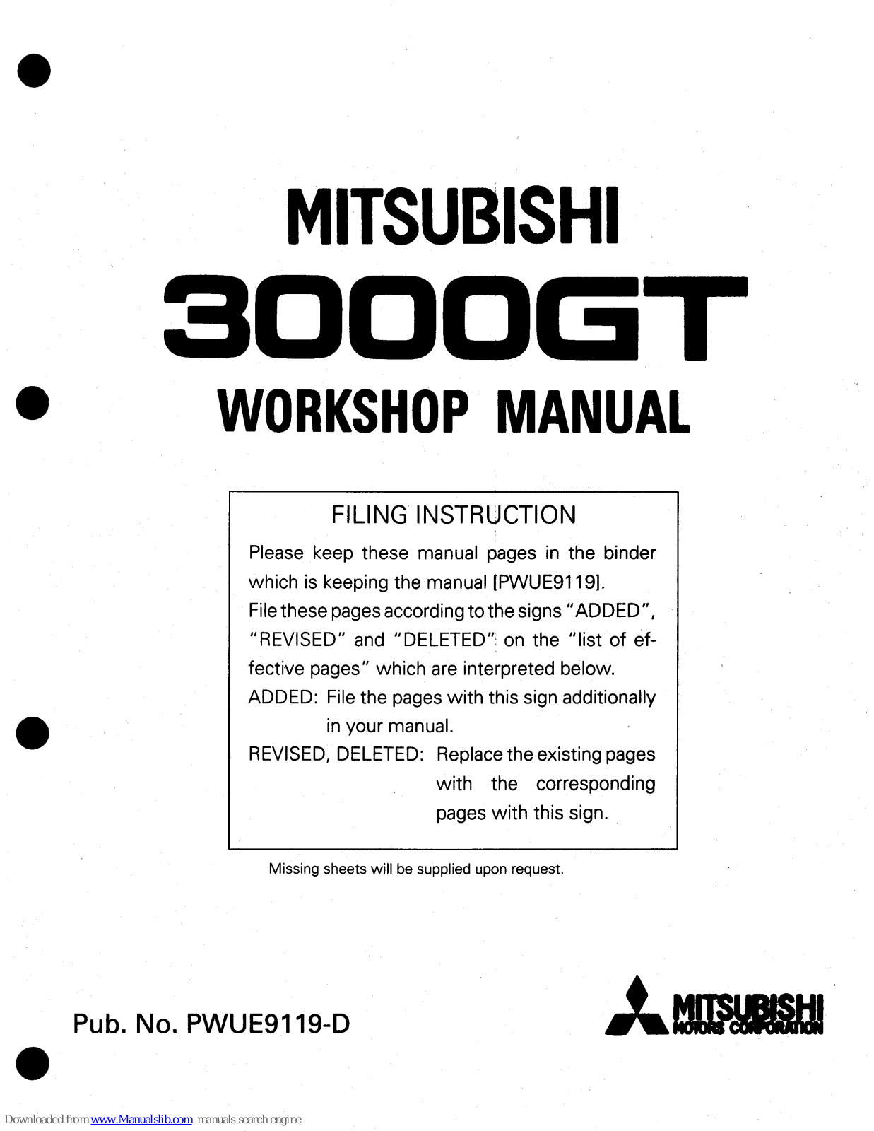 Mitsubishi 3000GT 1994 Workshop Manual