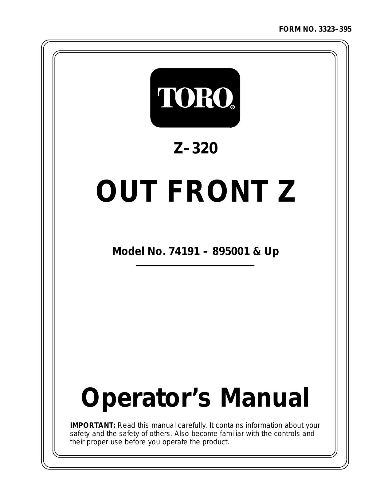 Toro 74191 Operator's Manual