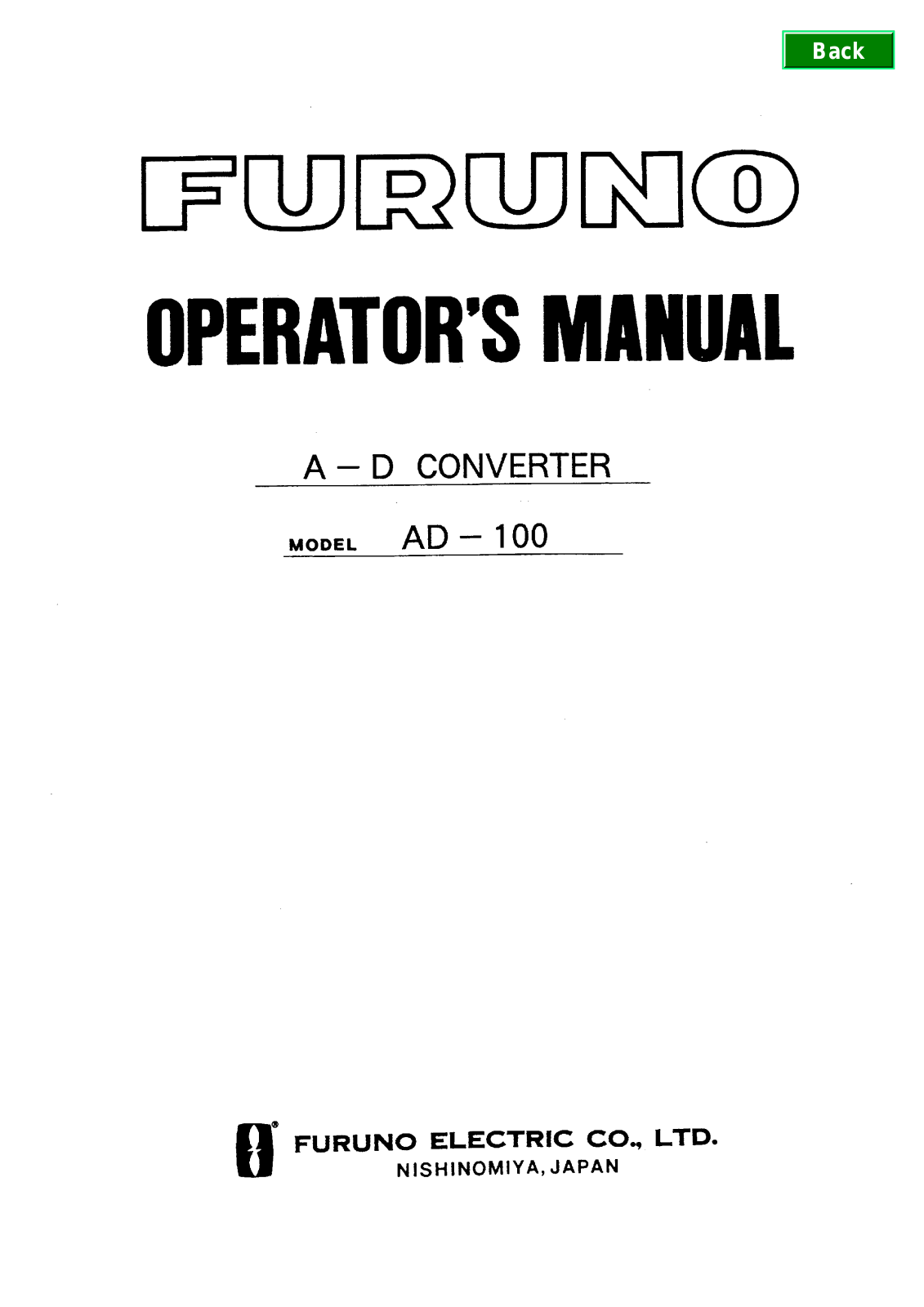 Furuno AD-100 User Manual