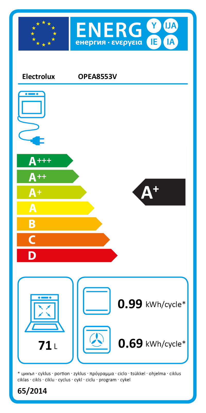 Electrolux OPEA8553V User Manual