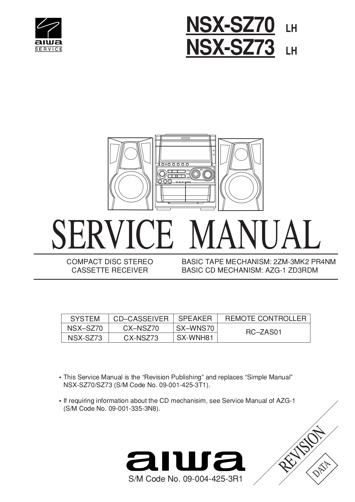 Aiwa NSX-SZ73, NSX-SZ70 Service Manual