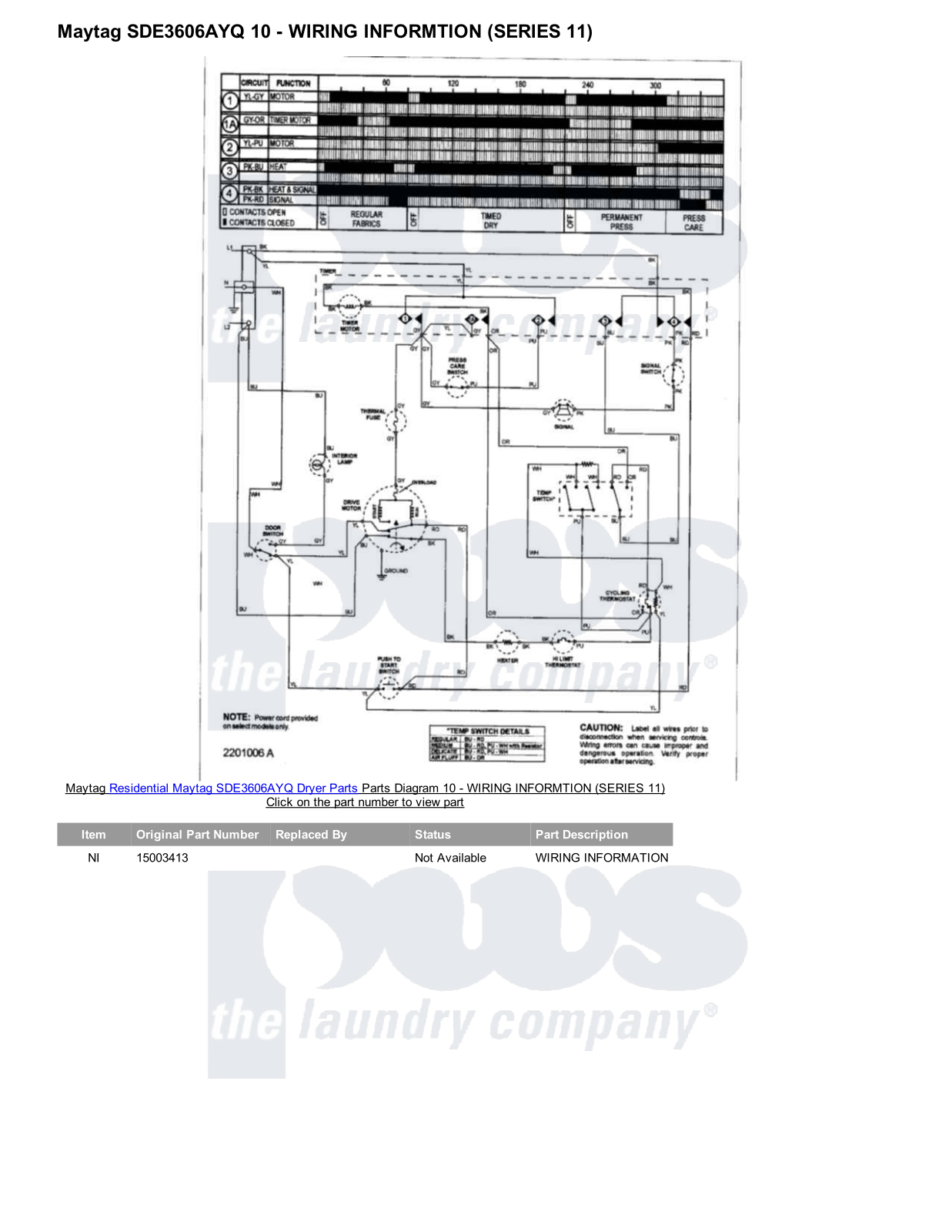 Maytag SDE3606AYQ Parts Diagram