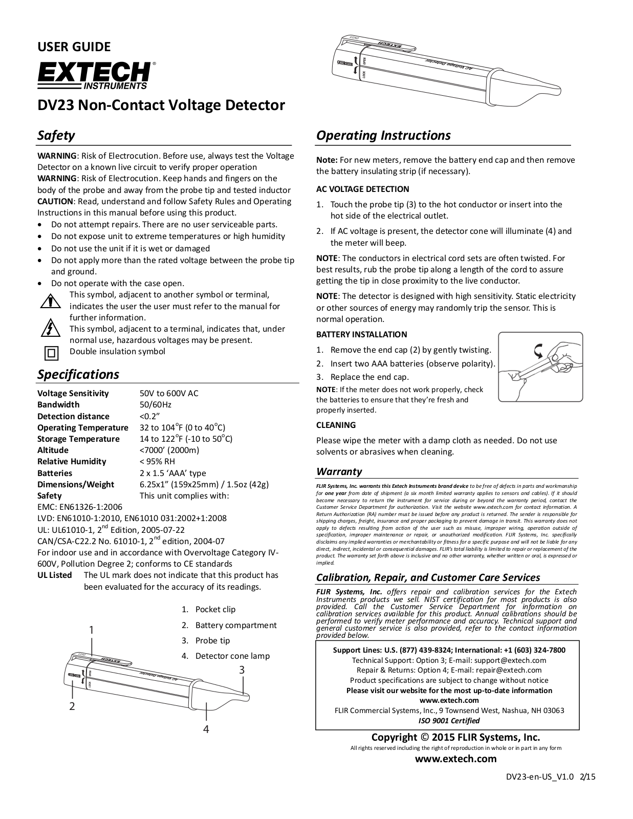 Extech DV23 User Manual