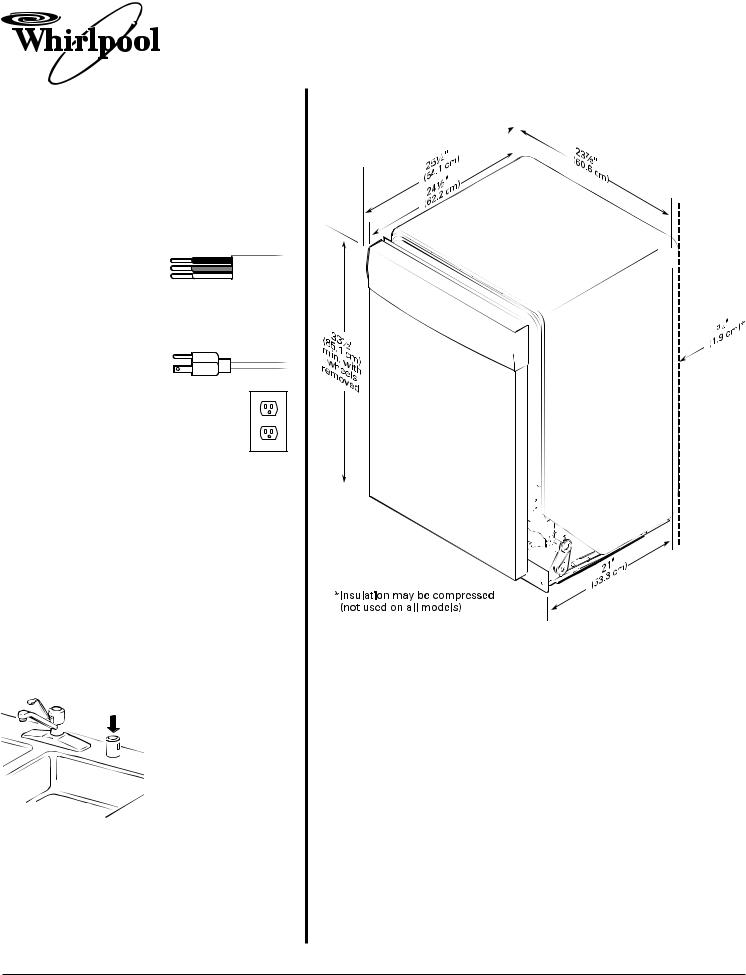 Whirlpool WDF730PAYW, WDT710PAYW, WDF310PCAW, WDF310PCAD, WDF310PCAS Dimension Guide