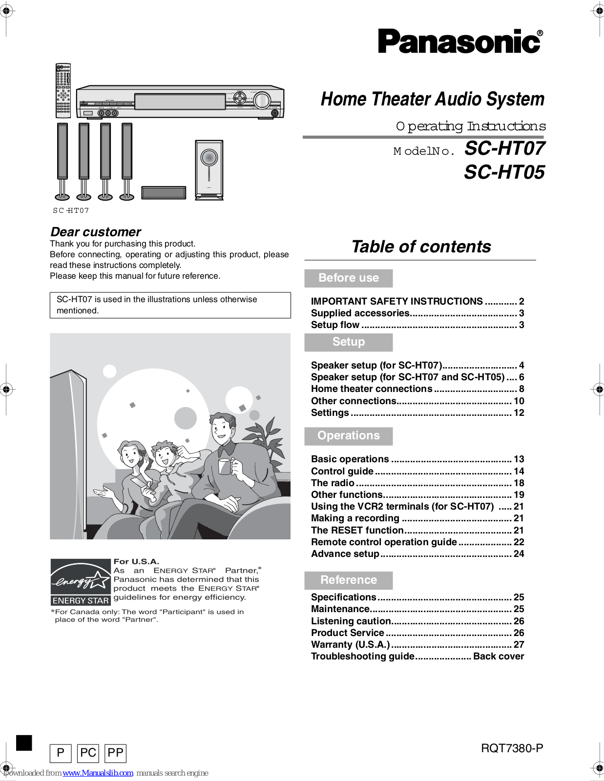 Panasonic SAHT05 - RECEIVER W/5-DISK DV Operating Instructions Manual