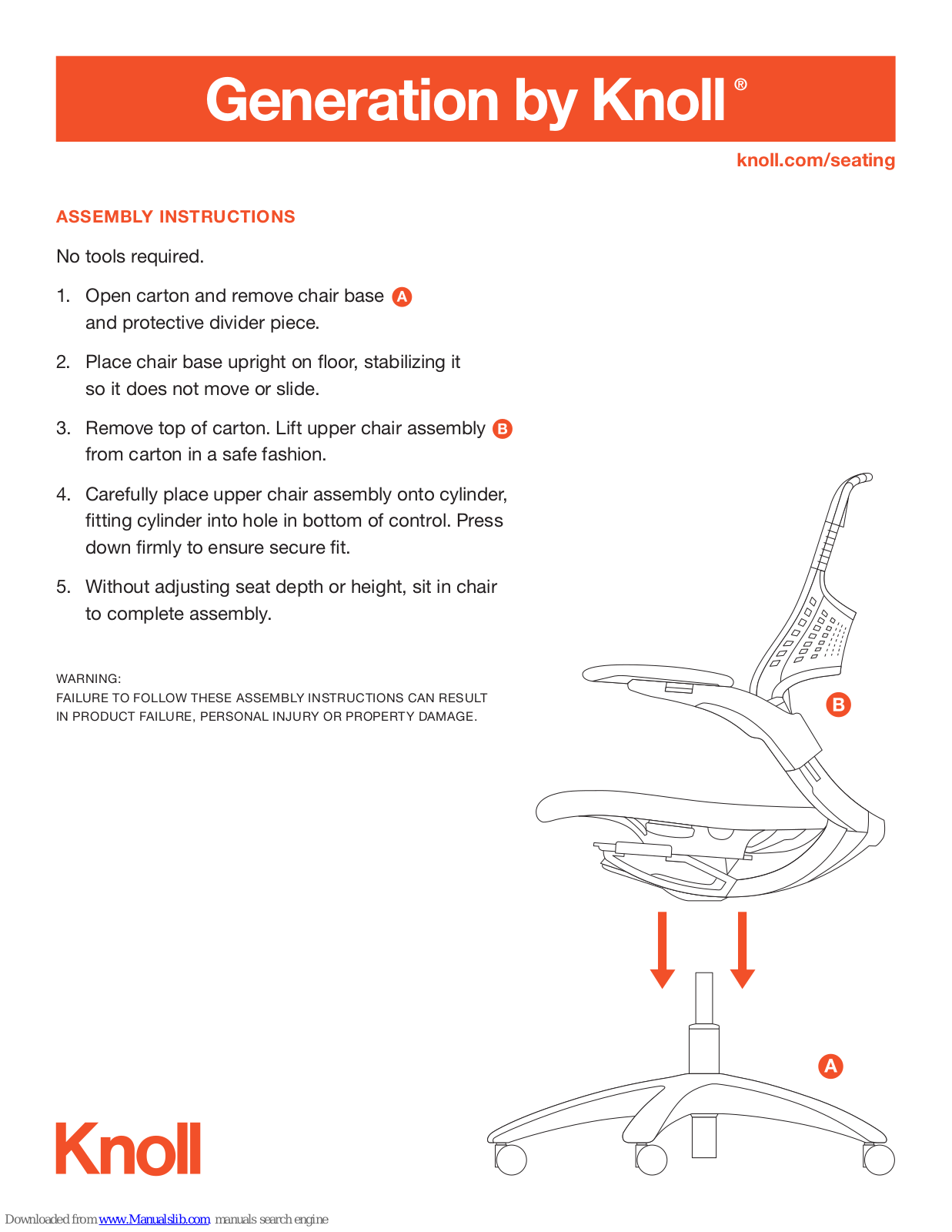 Knoll Generation Assembly Instructions Manual