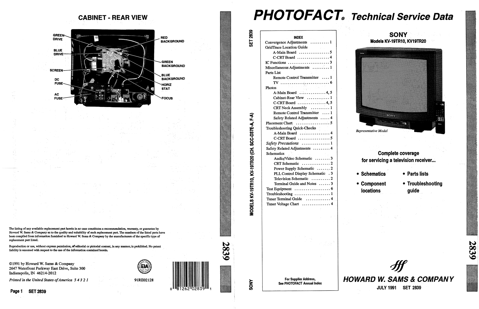 SONY kv 19tr10, kv 19tr20 Service data