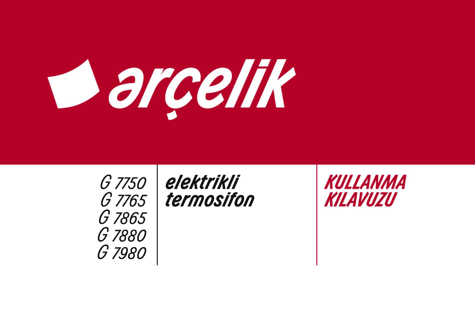 Arçelik G7765, G7865, G7880, G7980 User manual