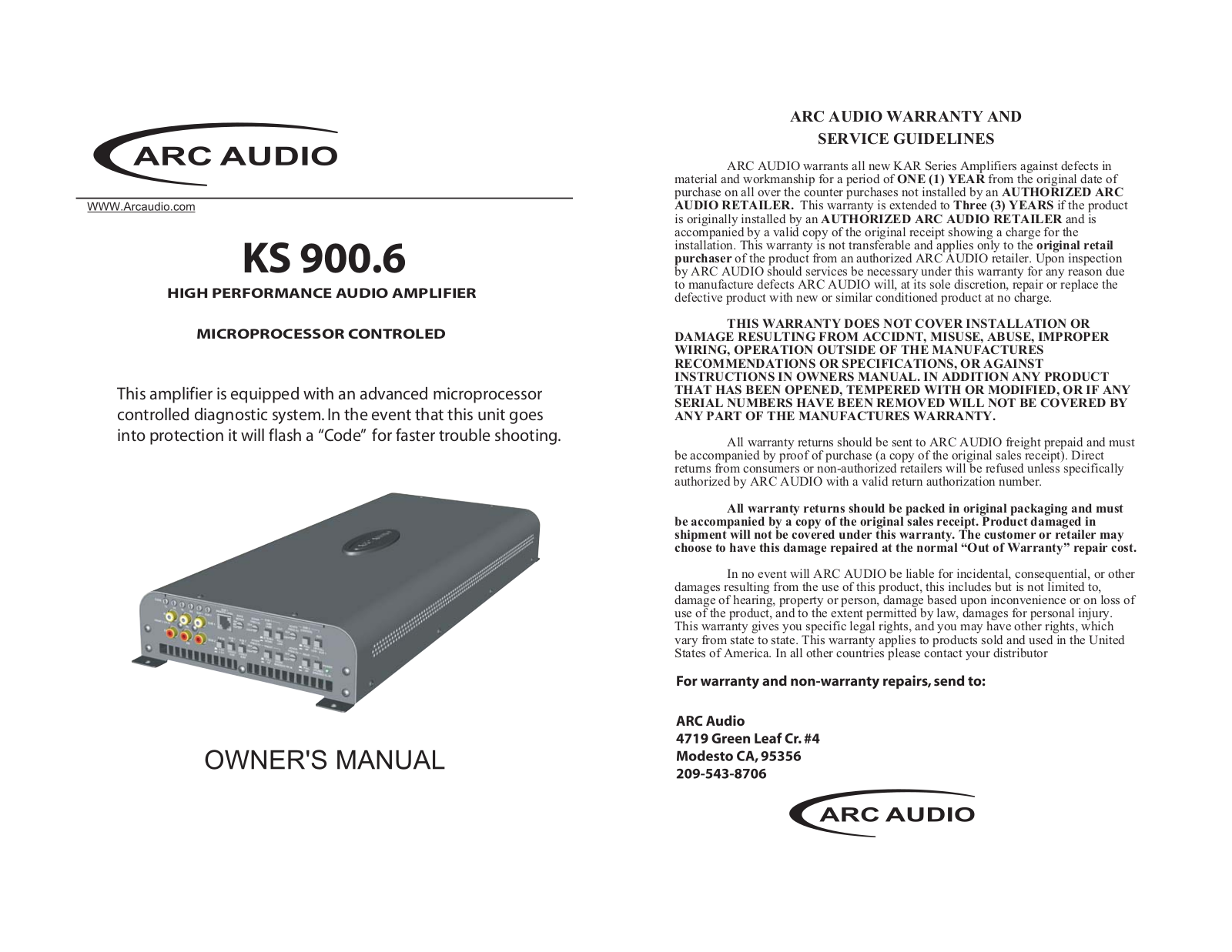 ARC Audio KS-900.6 Owners manual