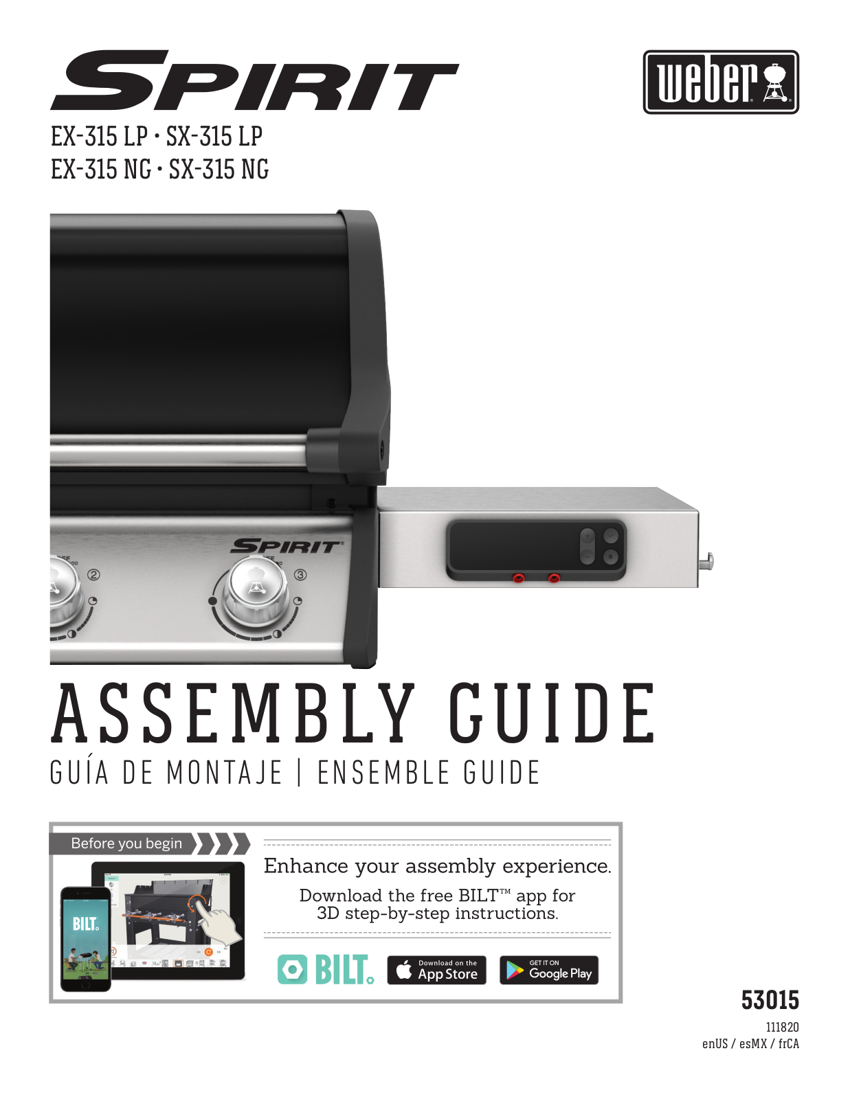 Weber EX-315 LP, SX-315 LP, EX-315 NG, SX-315 NG Assembly Guide - ManualMachine.com