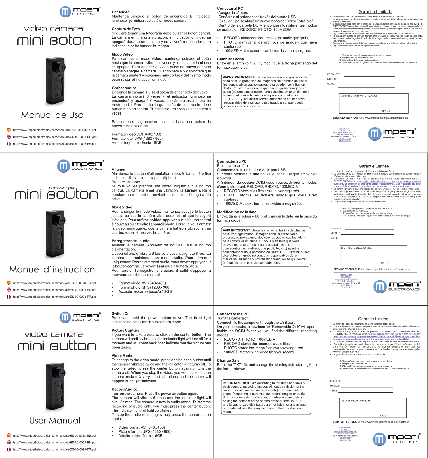 imperii Mini Button Video Camera User Manual