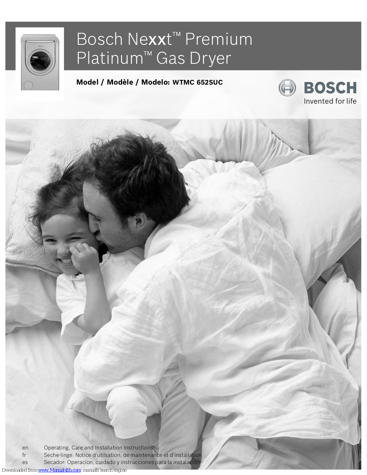 Bosch Nexxt Premium Platinum WTMC 652SUC Operation & Care Instructions Manual