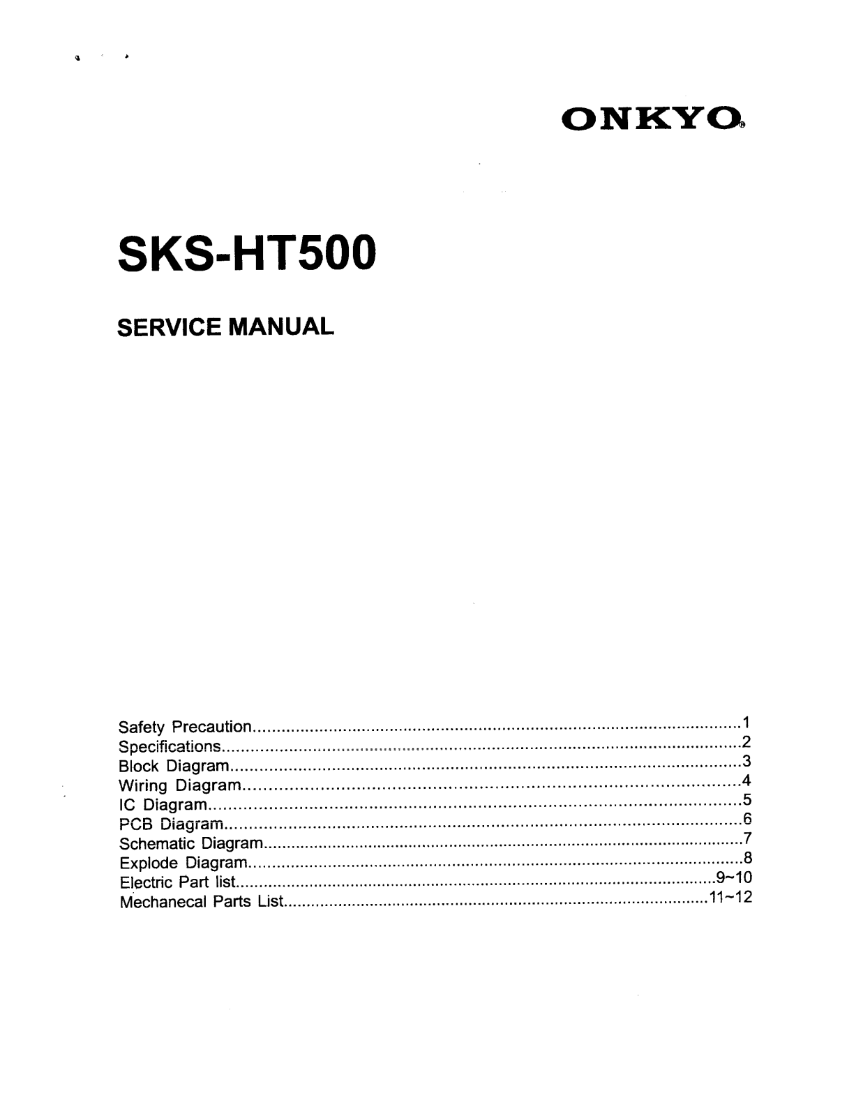 Onkyo SKSHT-500 Service Manual