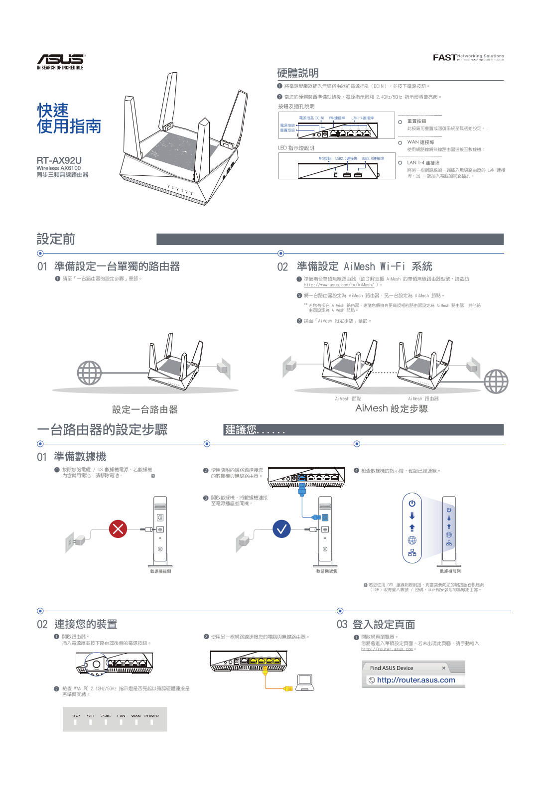 Asus RT-AX92U Quick Installation Guide