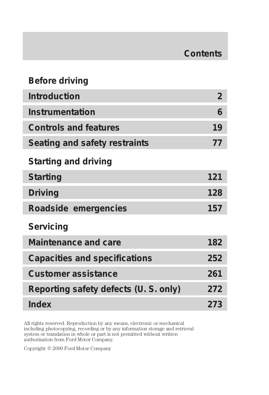 Ford FOCUS 2000 Owner Manual