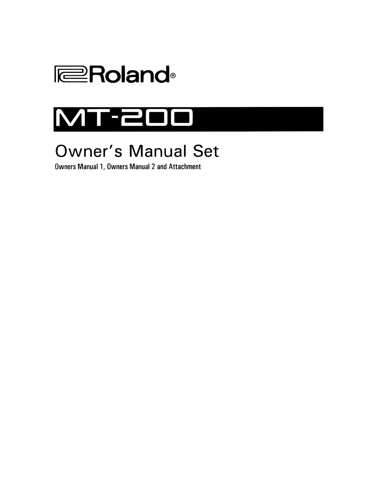 Roland Corporation MT-200 Owner's Manual