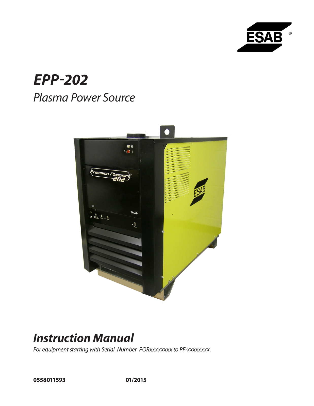 ESAB EPP-202 Plasma Power Source Instruction manual