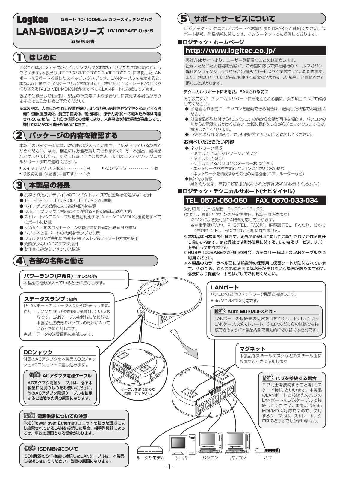 ELECOM Logitec LAN-SW05A User guide