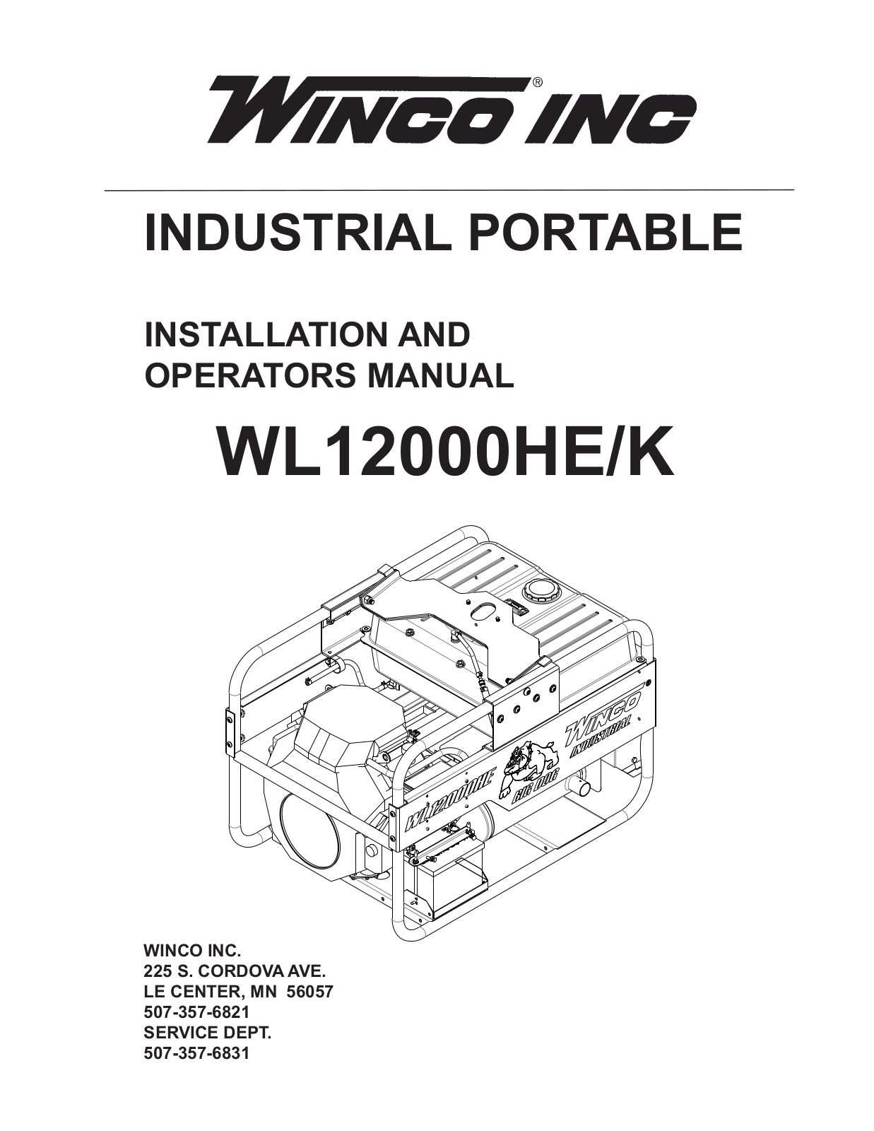 Winco WL12000HEK User Manual