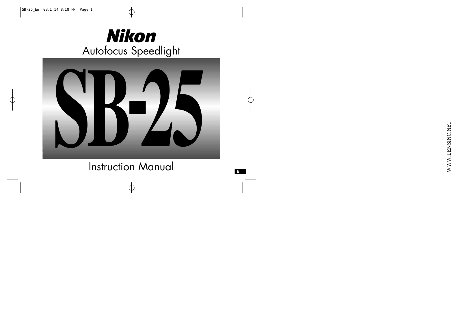 Nikon SB-25 AF SPEEDLIGHT Instruction Manual