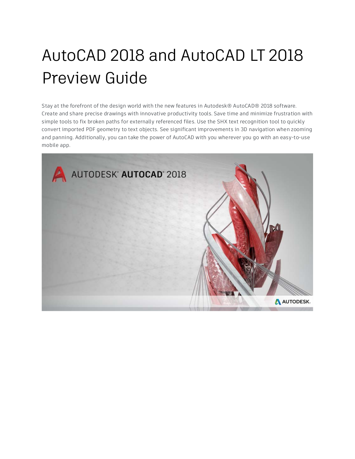 Autodesk AutoCAD AutoCAD - 2018 Preview Guide