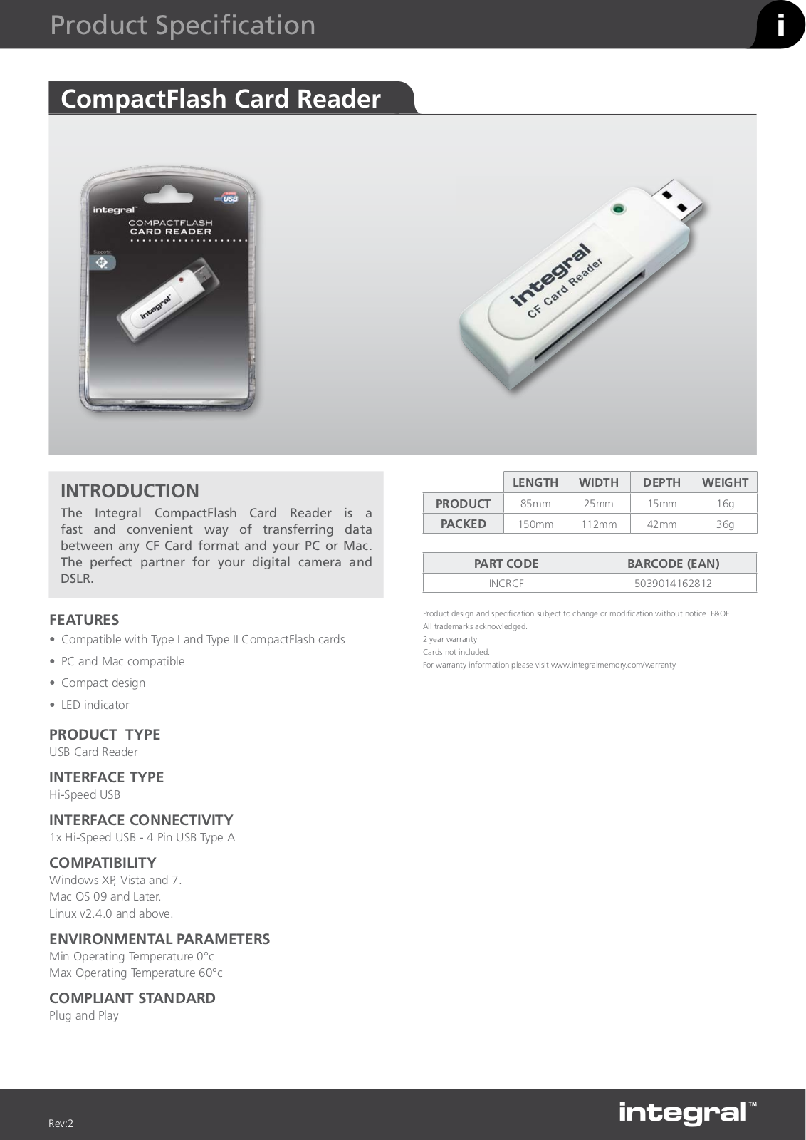 Integral INCRCF User Manual