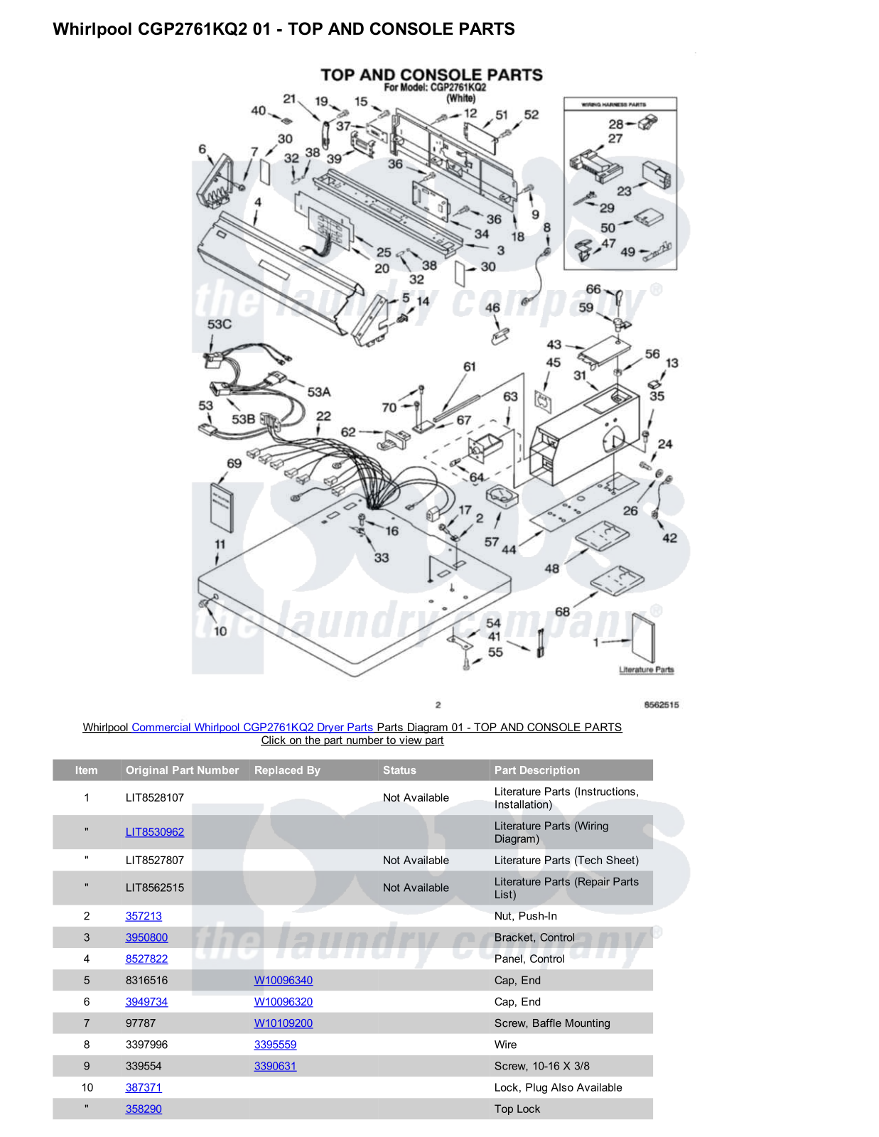 Whirlpool CGP2761KQ2 Parts Diagram