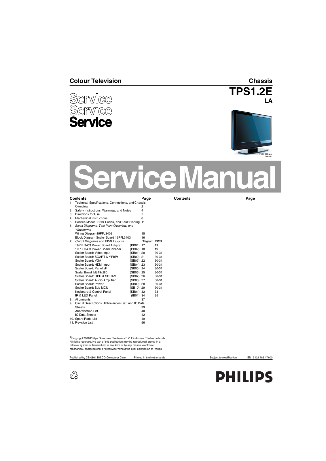 Philips 19PFL3403-10 Schematic