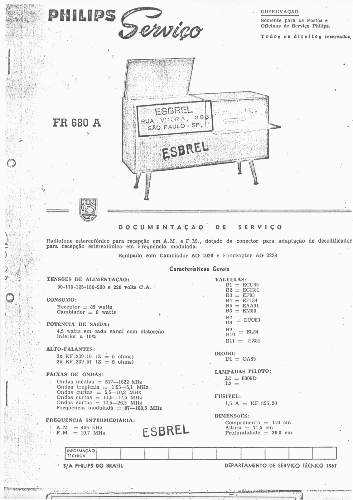 Philips FR680A Schematic