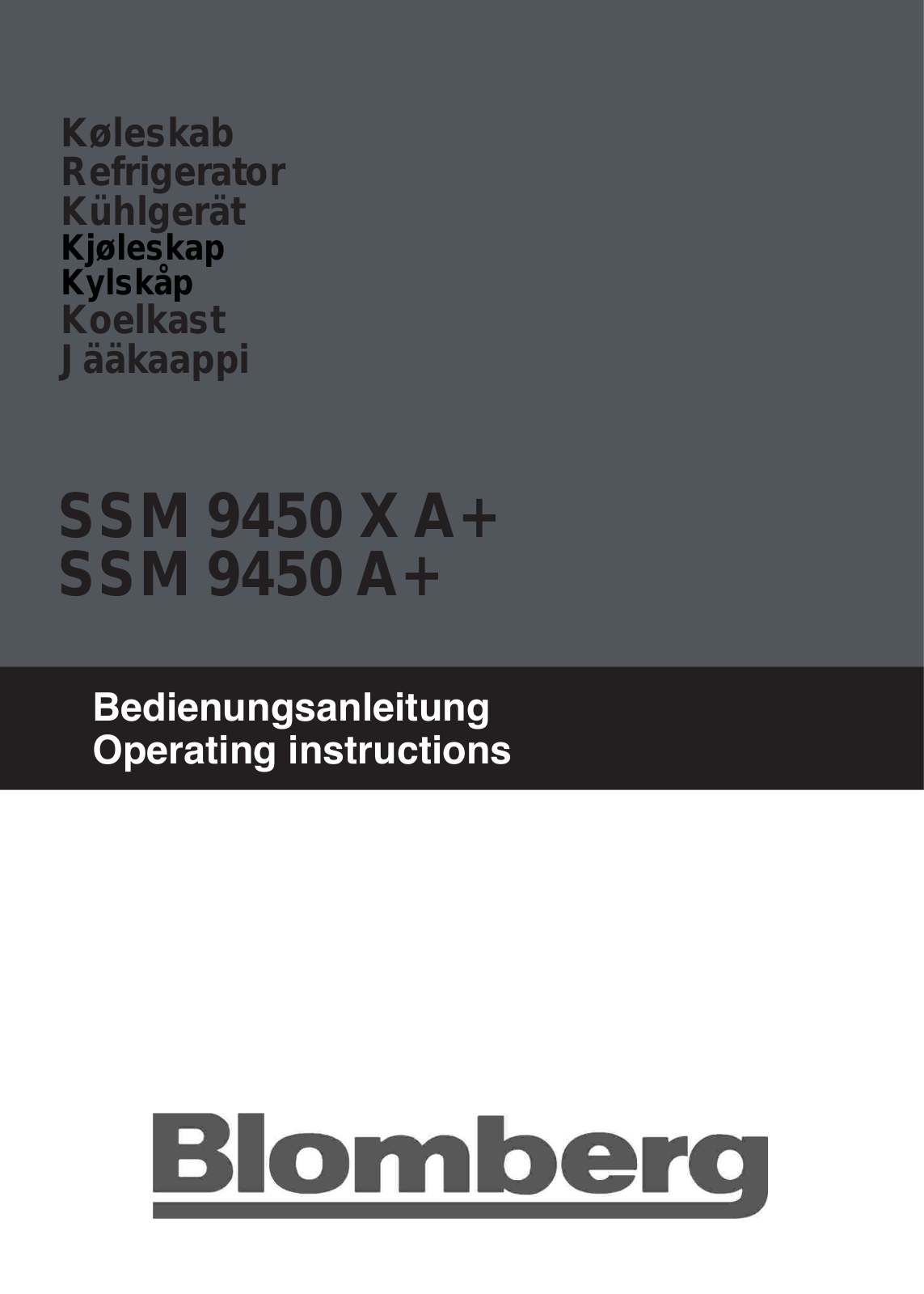 Blomberg SSM 9450 X, SSM 9450 User Manual