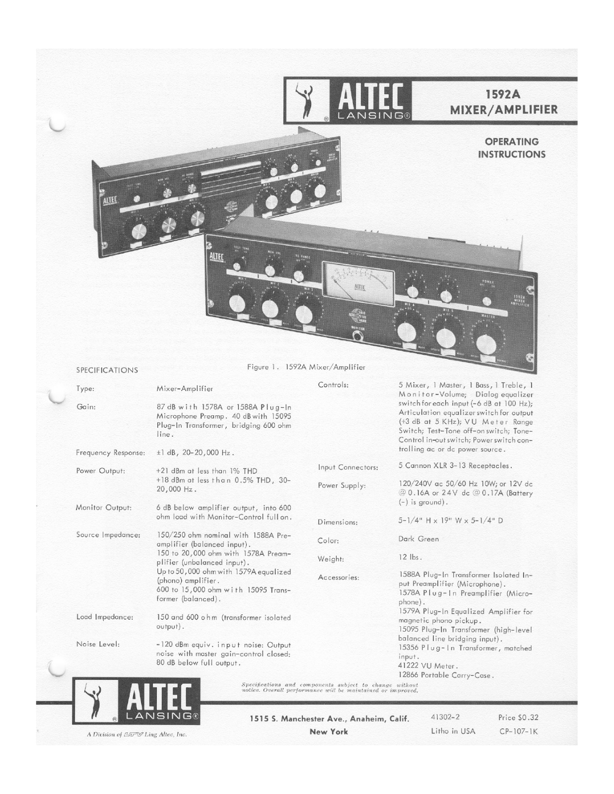Altec Lansing 1592A User Manual