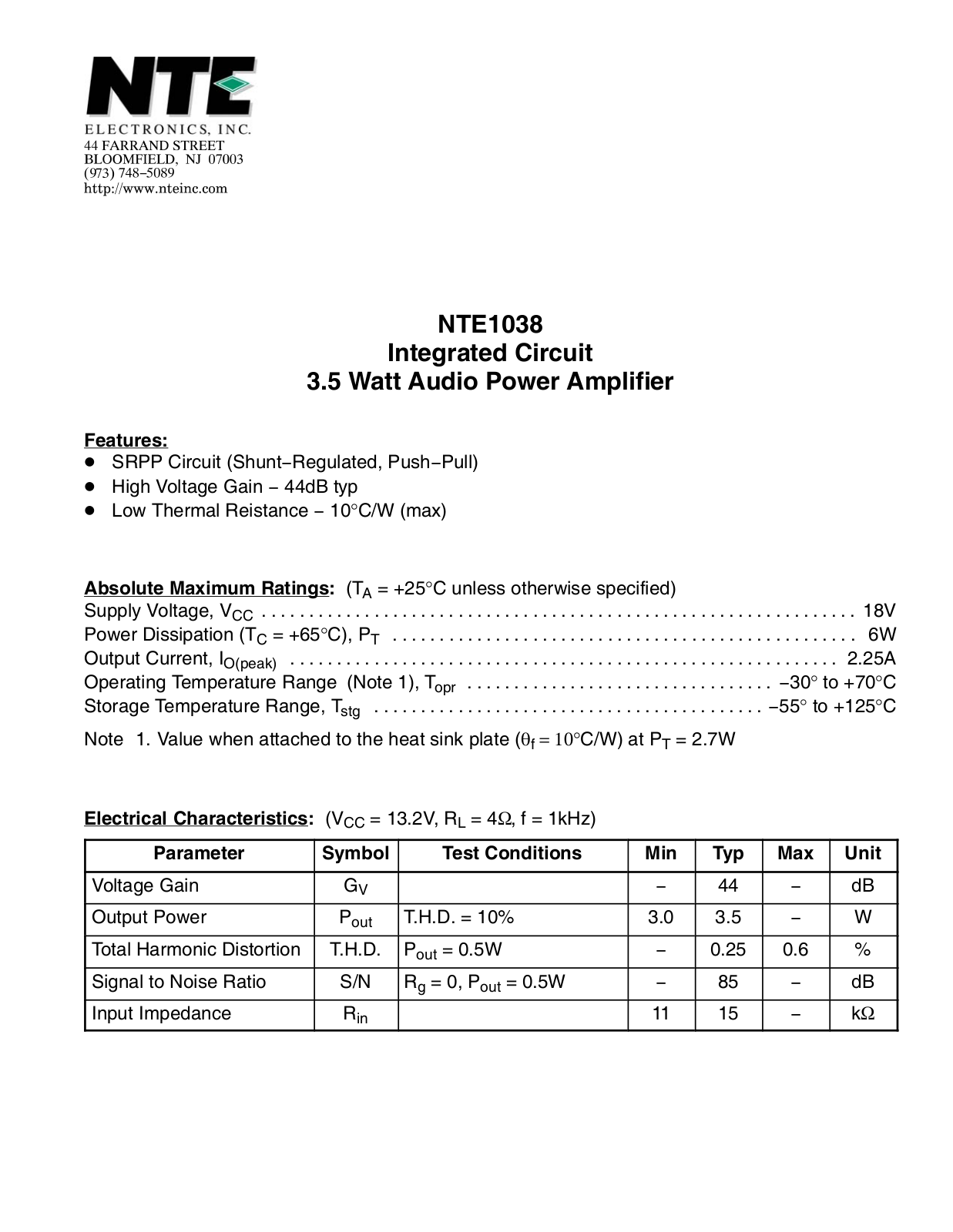 Datasheet ECG1038 Specification - ManualMachine.com