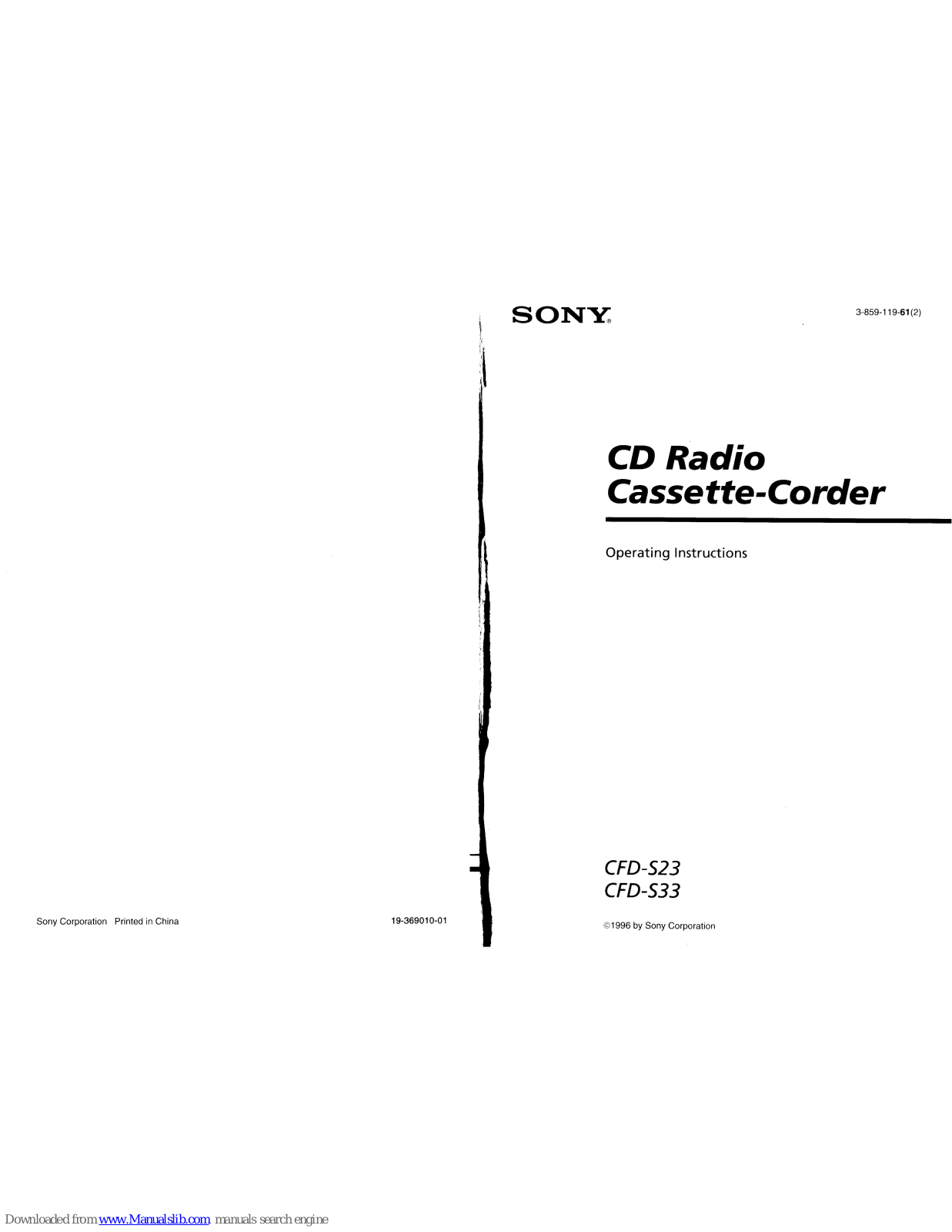 Sony CDF-S33 Operating Instructions Manual - ManualMachine.com