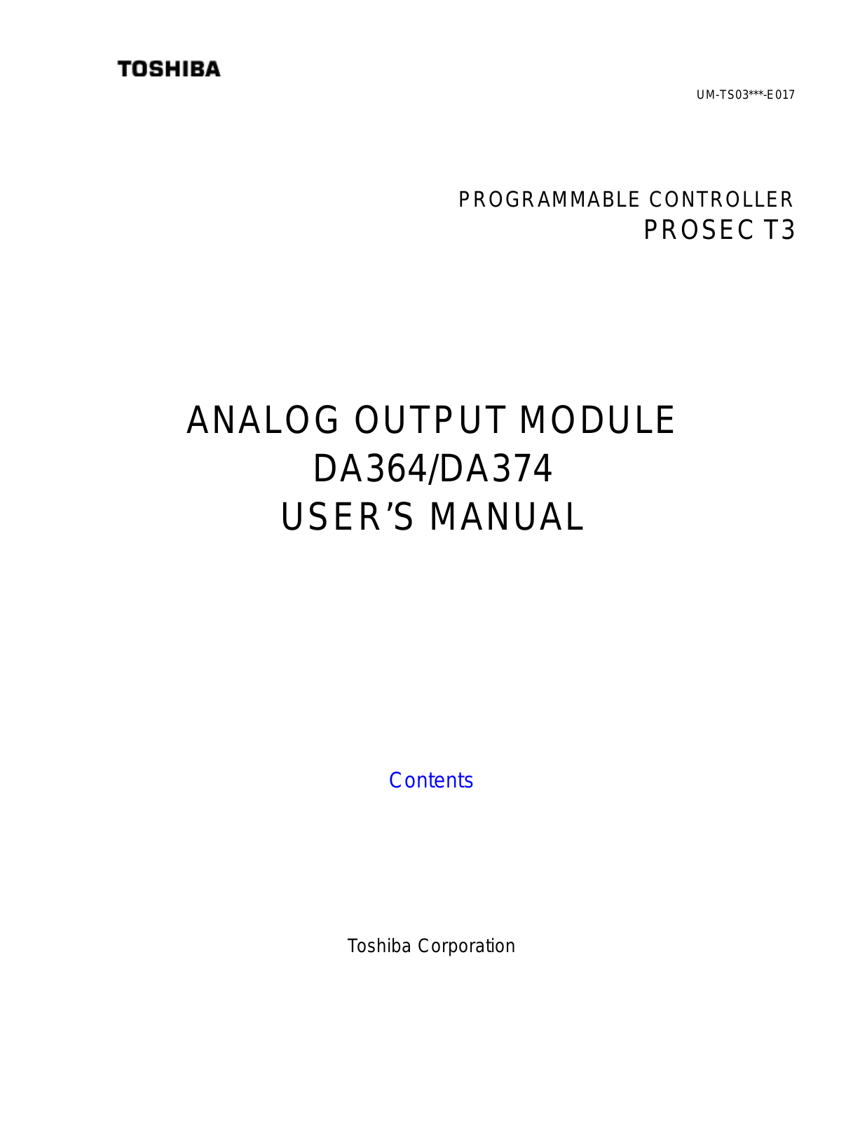 Toshiba DA364, DA374 User Manual