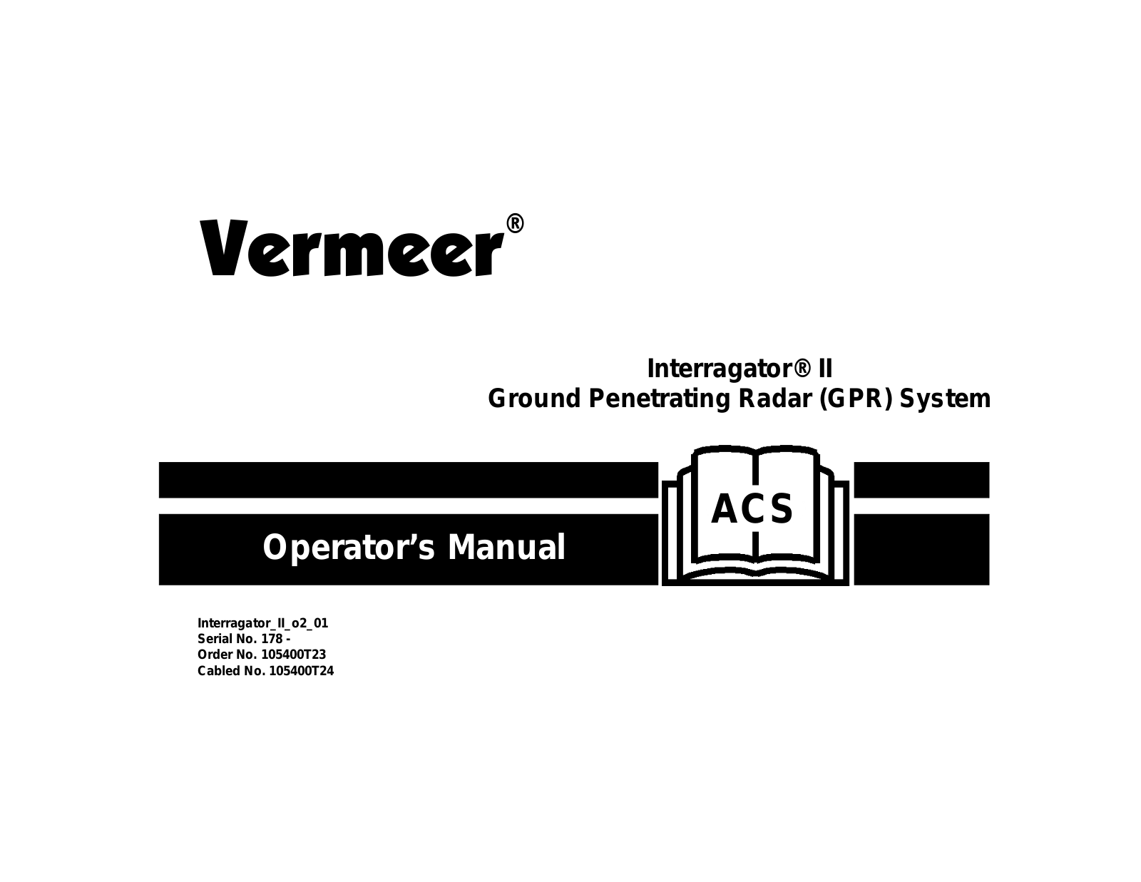 Geophysical Survey Systems INTERRAGATOR User Manual