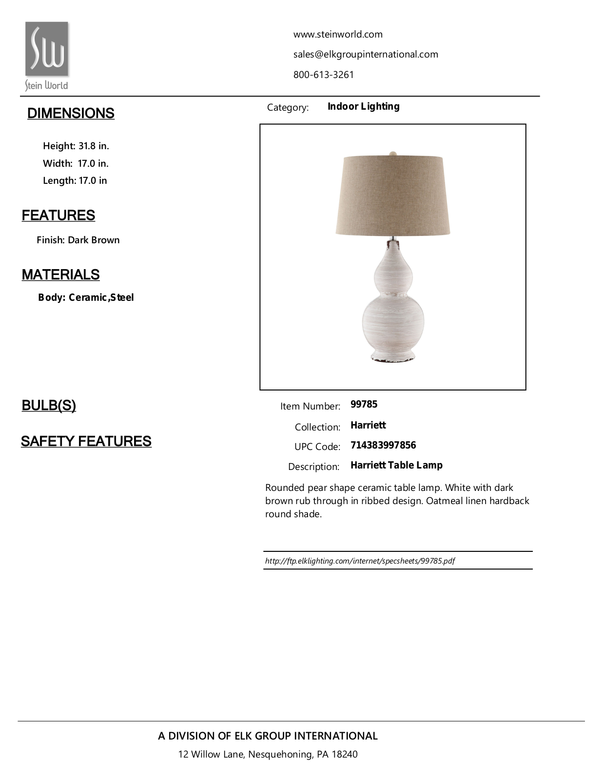 Stein World 99785 Specifications - ManualMachine.com
