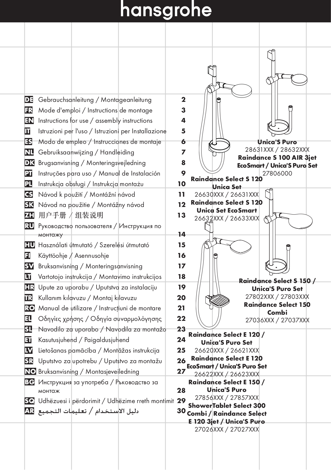 Hansgrohe 26630000 User Manual