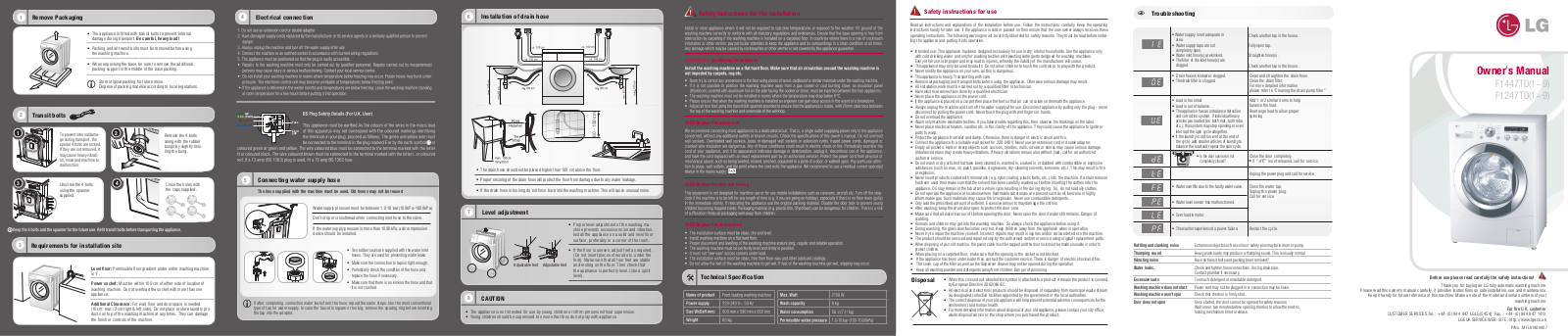 LG F1247TD5, F1247TD Owner's Manual