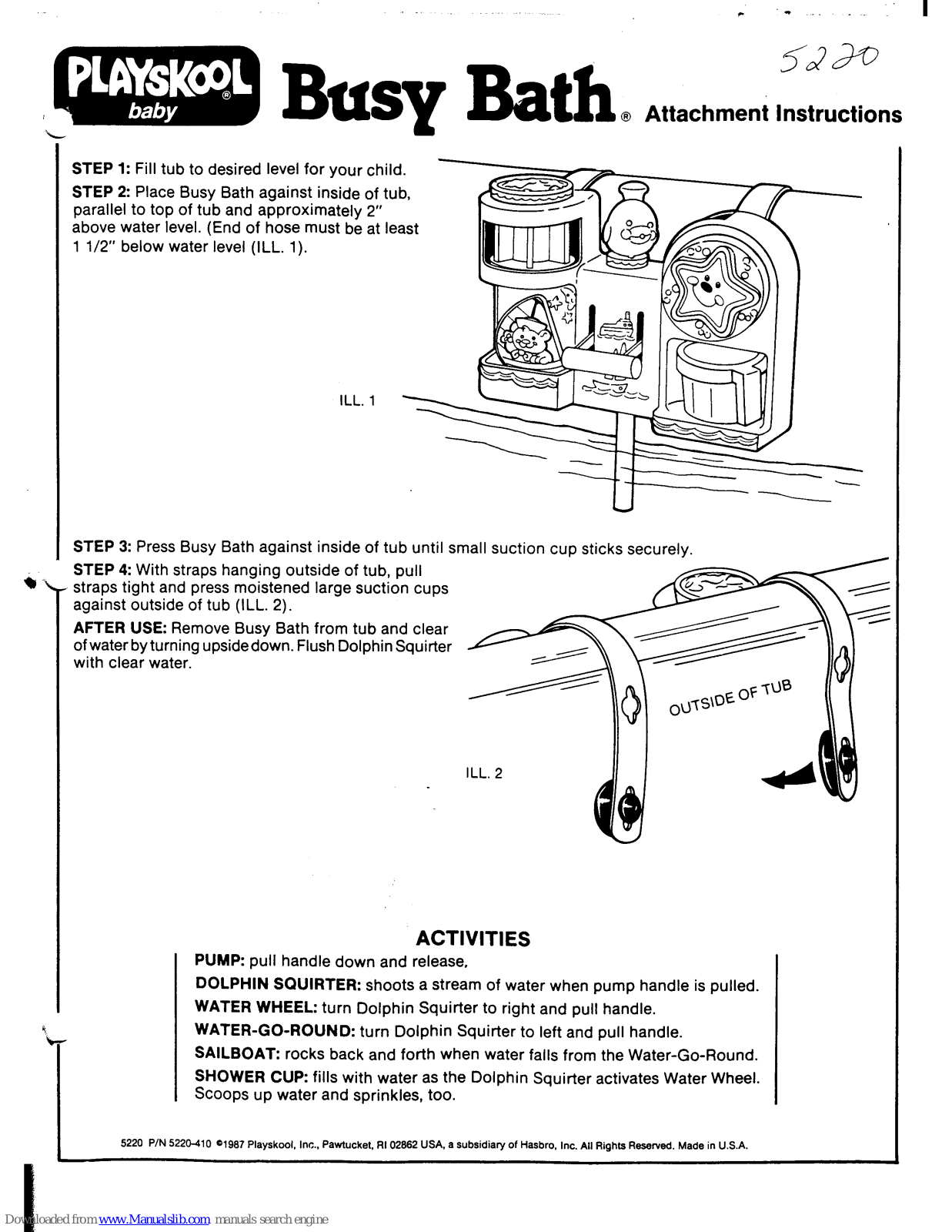 Playskool Busy Bath Instructions Manual