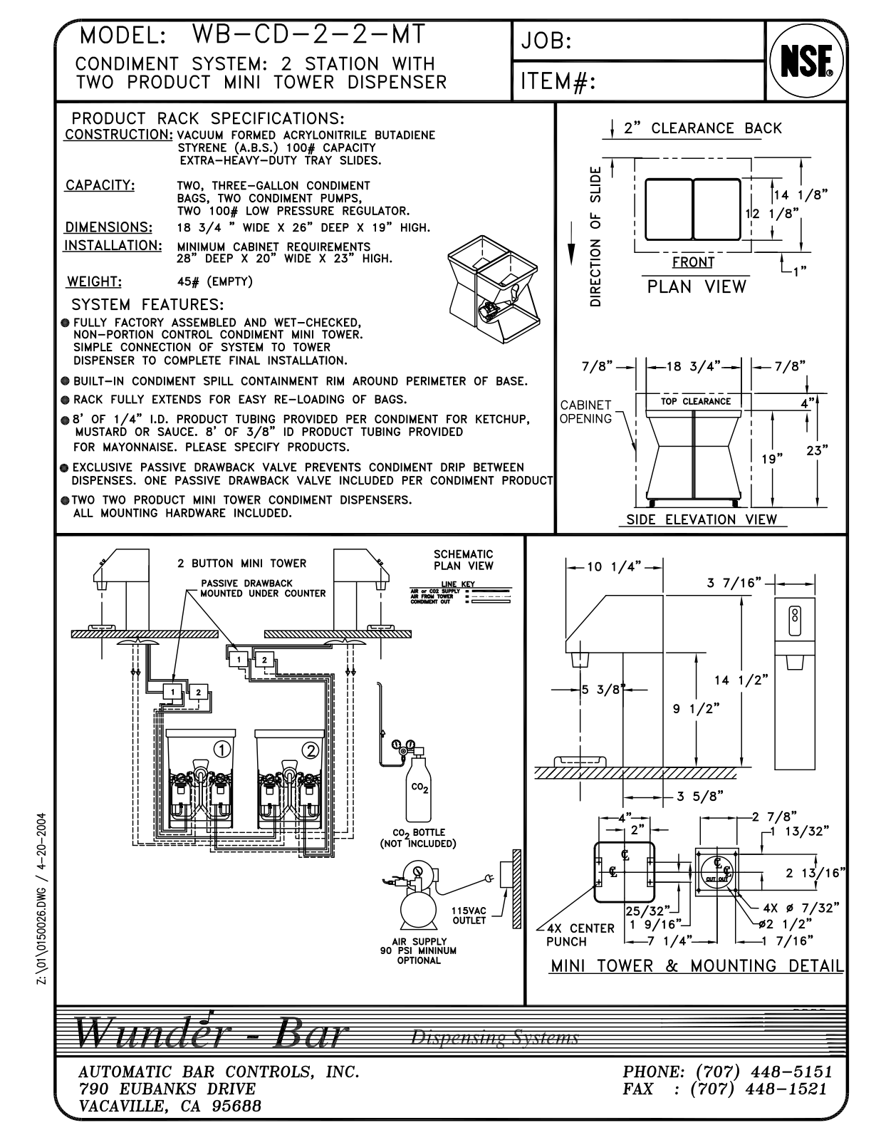 Wunder Bar WB-CD-2-2-MT User Manual