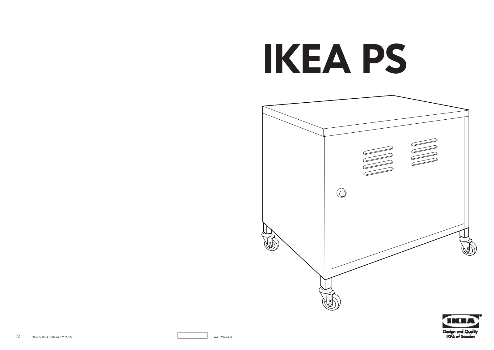 IKEA PS CABINET W-CASTERS 23 5-8X19 5-8 Assembly Instruction