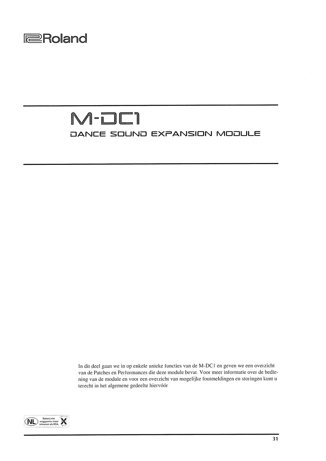 Roland M-DC1 Manual